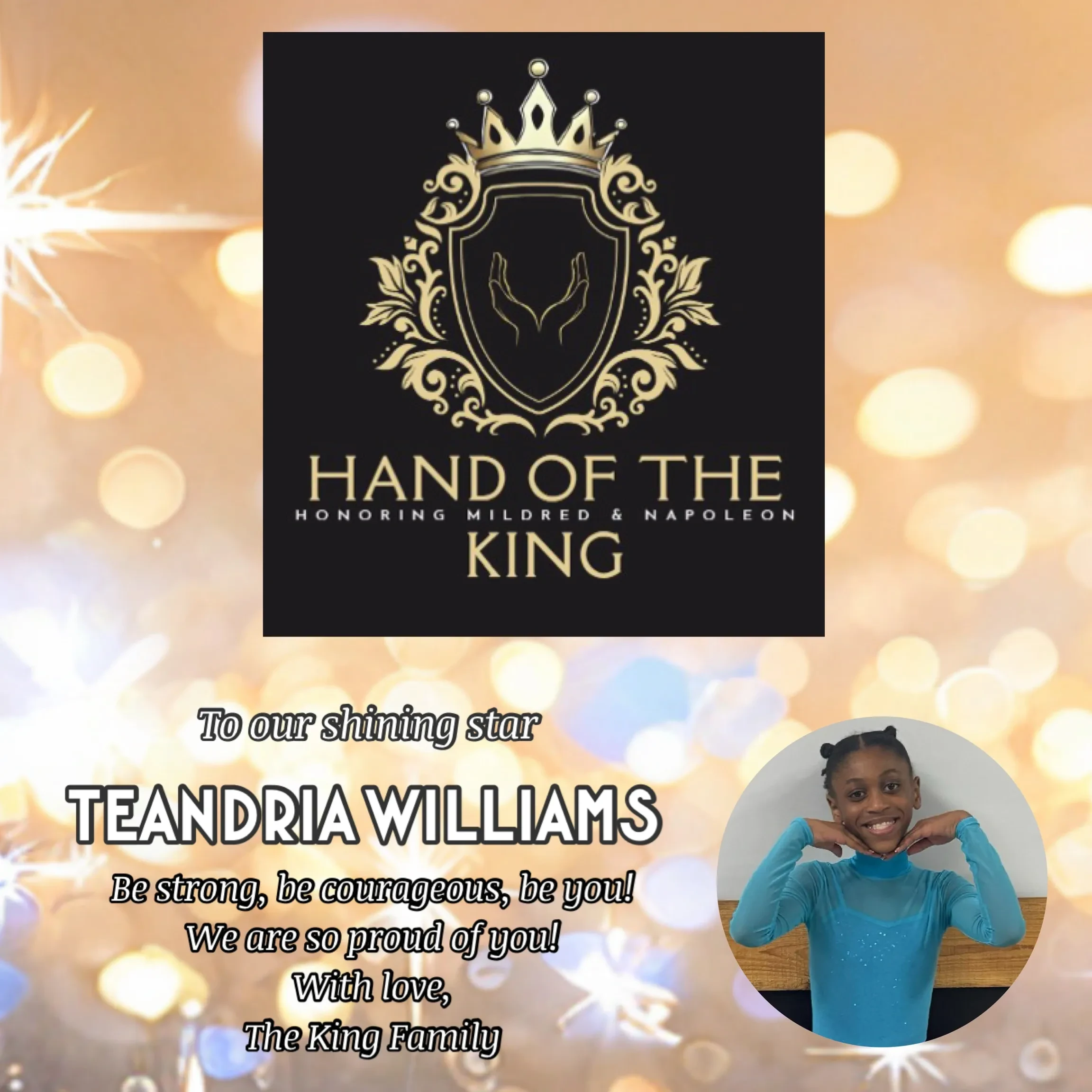 Hand of the King tribute graphic honoring Teandria Williams as a shining star