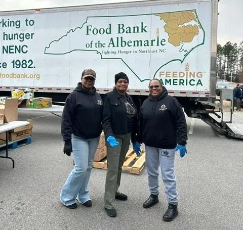 Hand of the King volunteers supporting Food Bank of the Albemarle